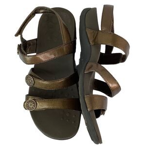 Vionic Cathy Metallic Bronze Slingback Stappy Comfort Orthopedic Sandals Sz US 6